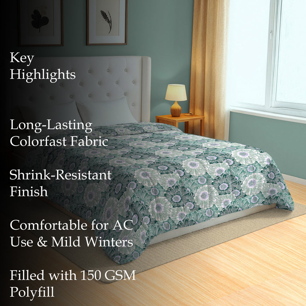 Soft Cotton Floral White/neutral Double AC Quilt