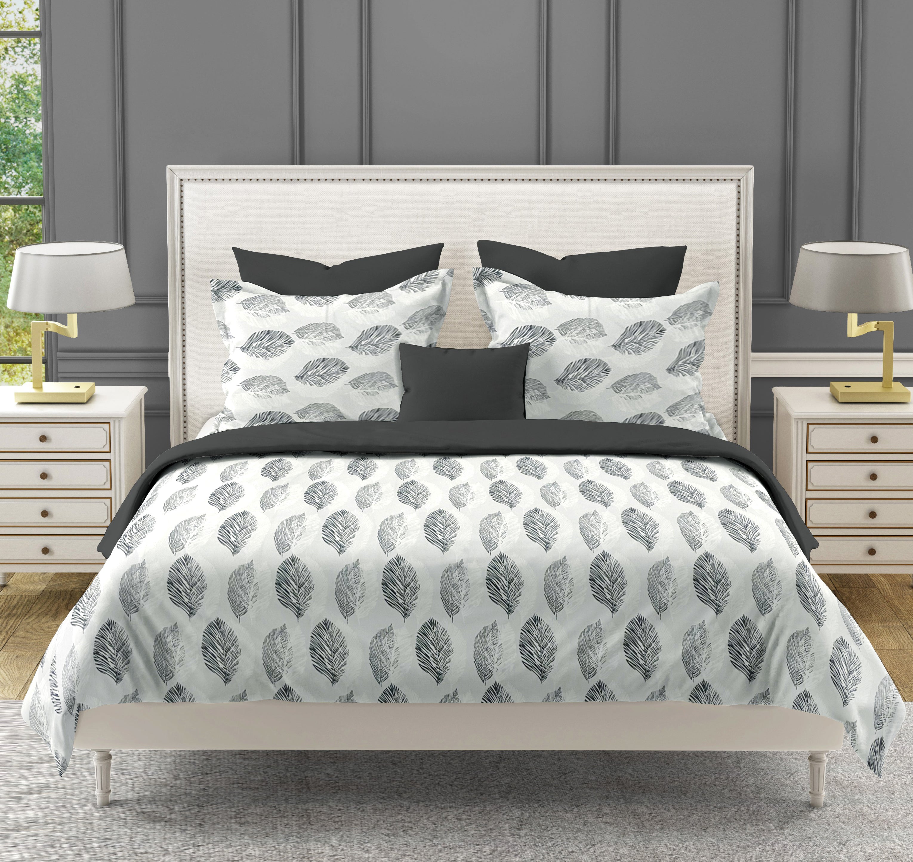 Cozy Cotton Leaf Grey Single Winter Quilt