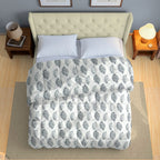 Cozy Cotton Leaf Grey Double AC Quilt