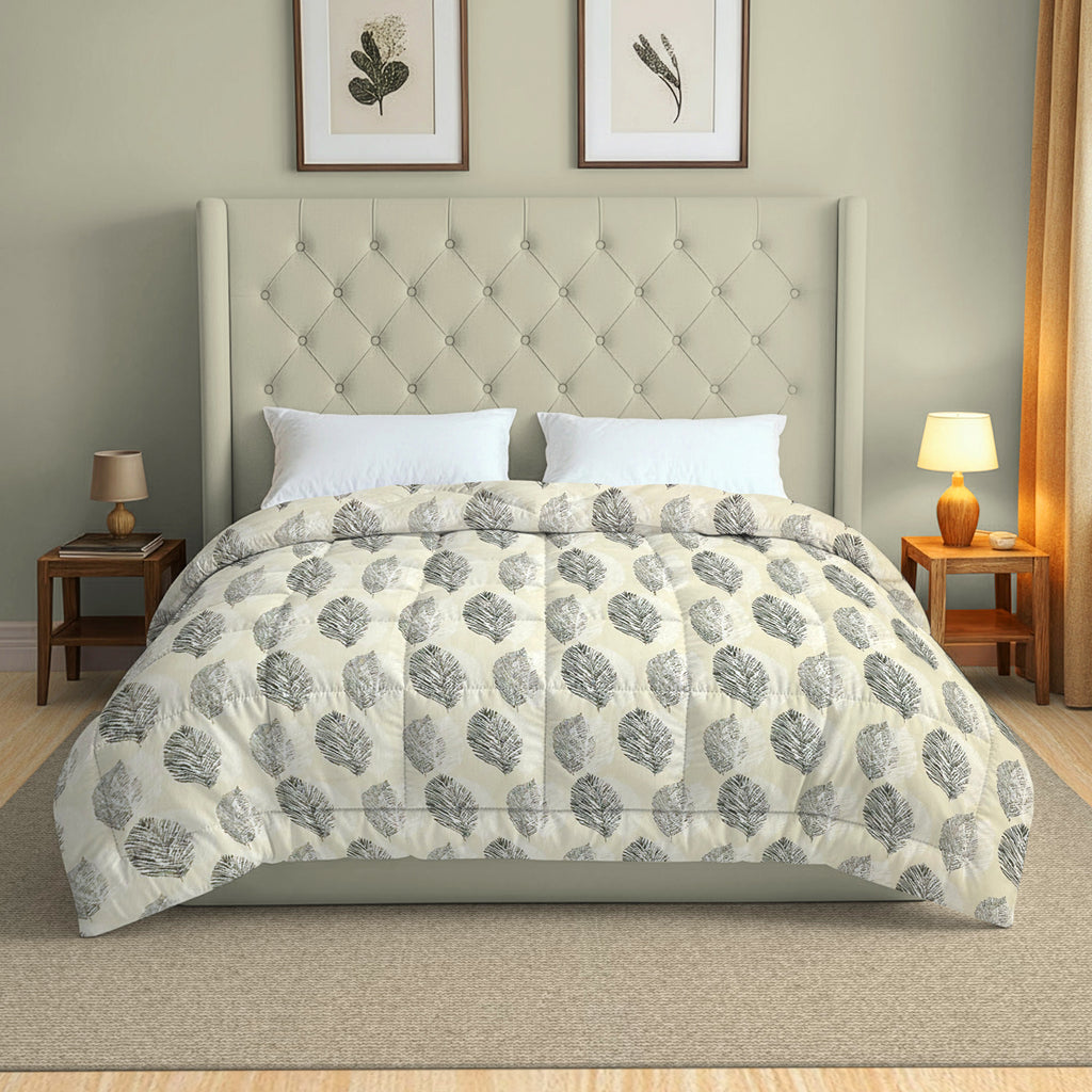 Cozy Cotton Leaf Pink Double AC Quilt