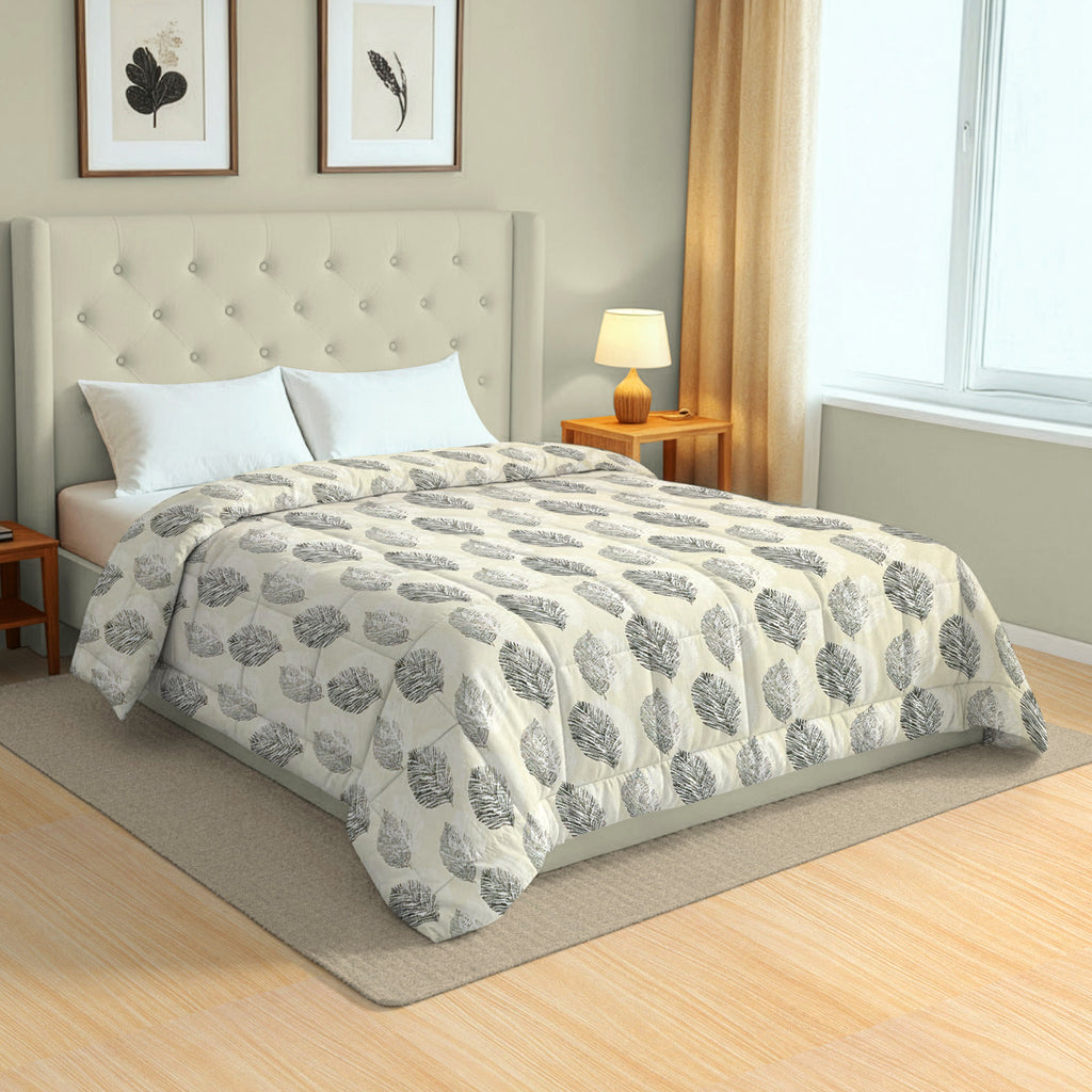 Cozy Cotton Leaf Pink Double AC Quilt