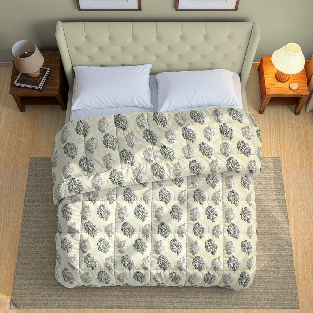 Cozy Cotton Leaf Pink Double AC Quilt