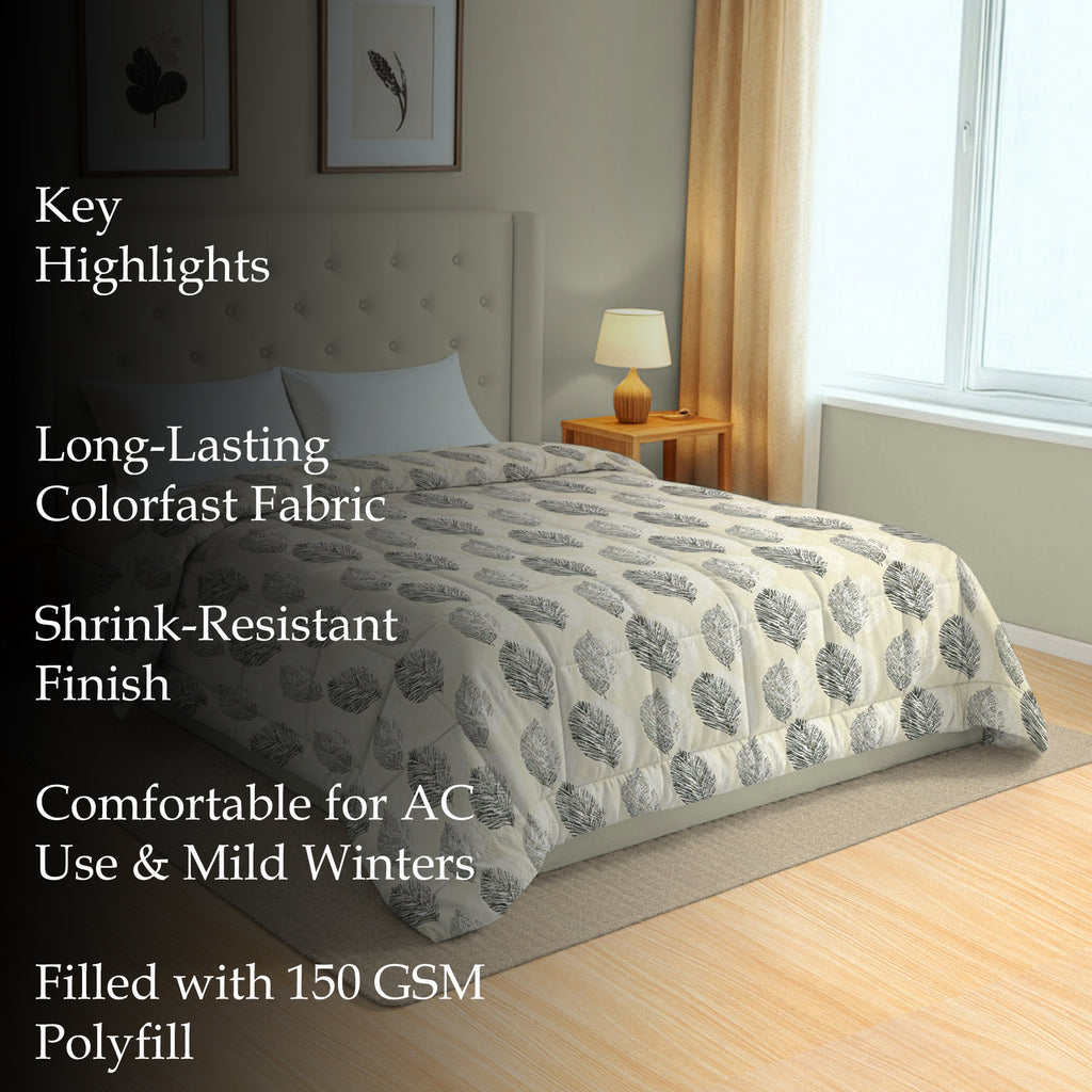 Cozy Cotton Leaf Pink Double AC Quilt