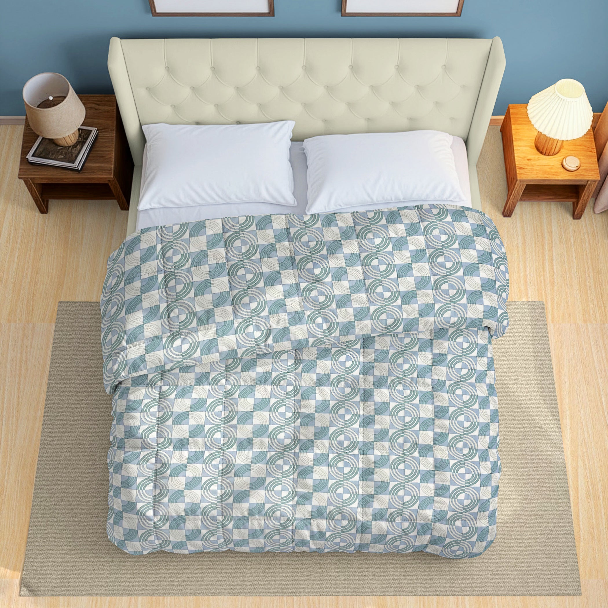 Modern Cotton Geometric White/neutral Double AC Quilt