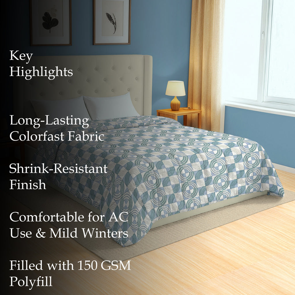 Modern Cotton Geometric White/neutral Double AC Quilt
