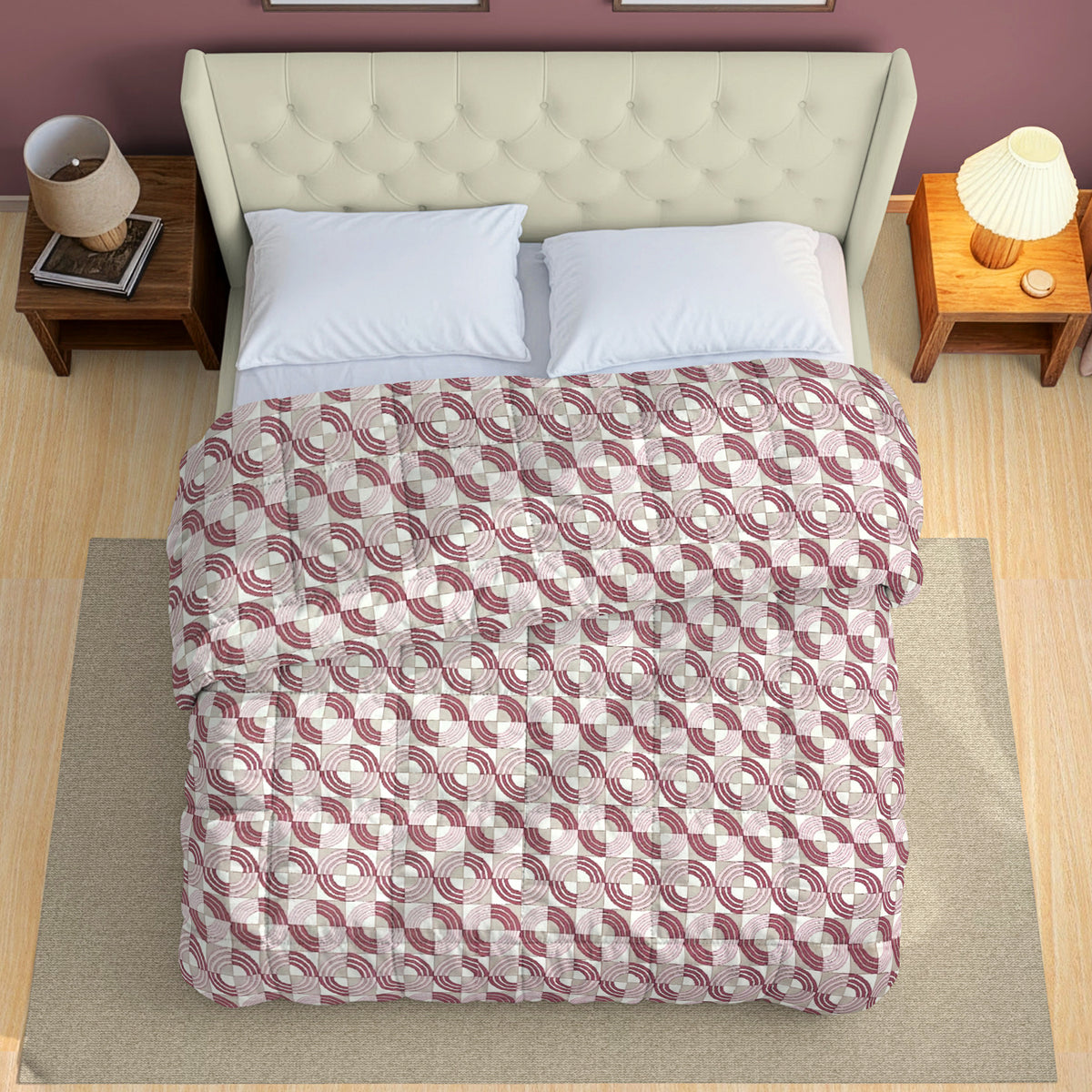 Basic Comfort Graphic Roto Cotton AC Quilt 150 GSM Pink Pack of 1