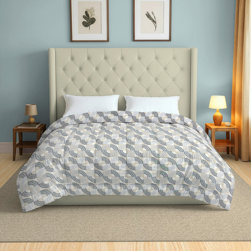 Modern Cotton Geometric Grey Double AC Quilt