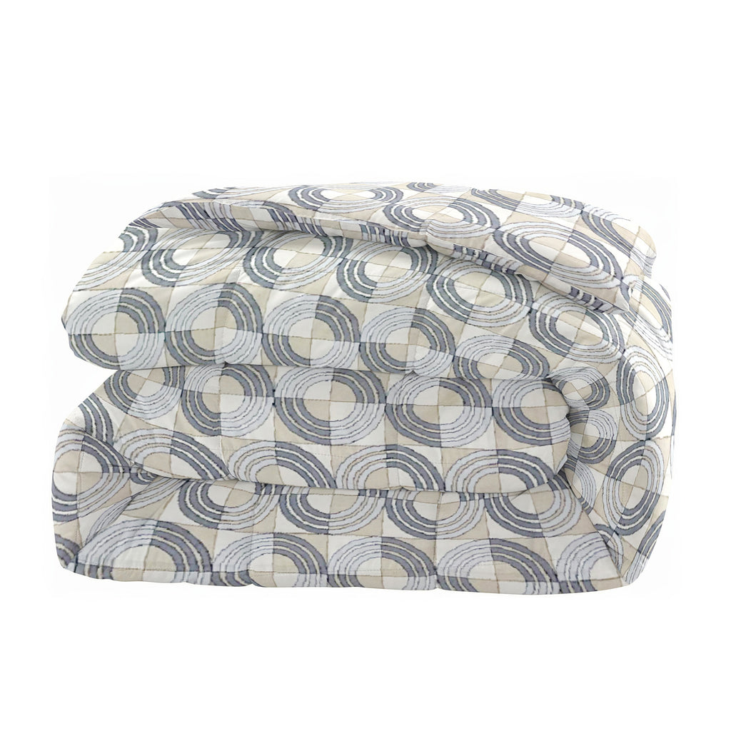 Modern Cotton Geometric Grey Double AC Quilt