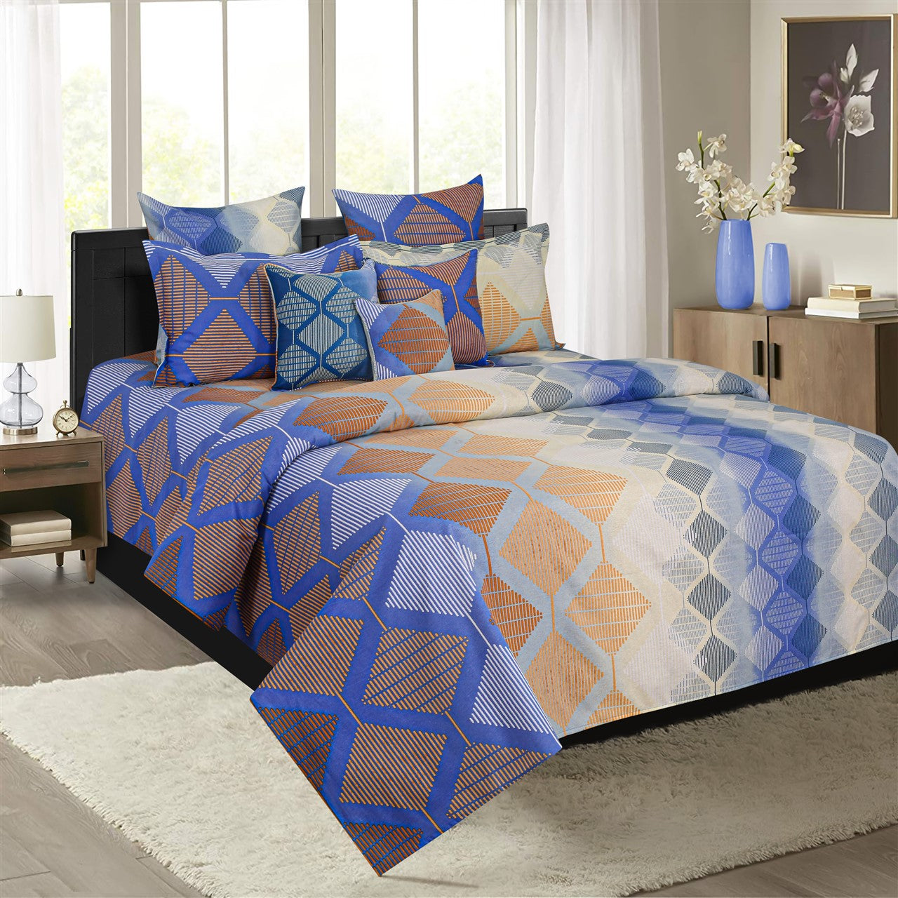 Artistic Cotton Abstract Blue Single AC Quilt