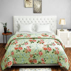 Soft Cotton Floral Green Single AC Quilt