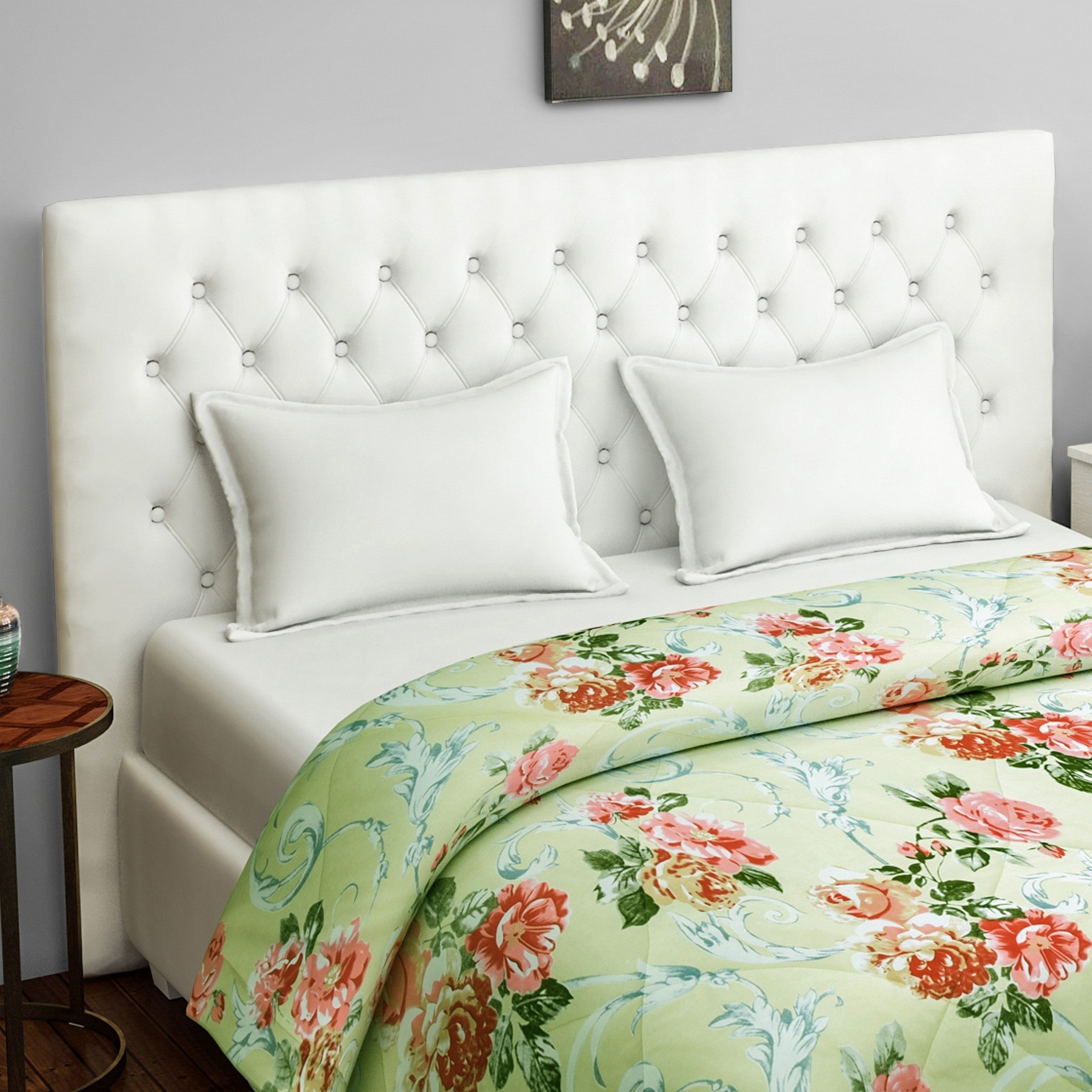 Soft Pure cotton Floral Grey Double AC Quilt