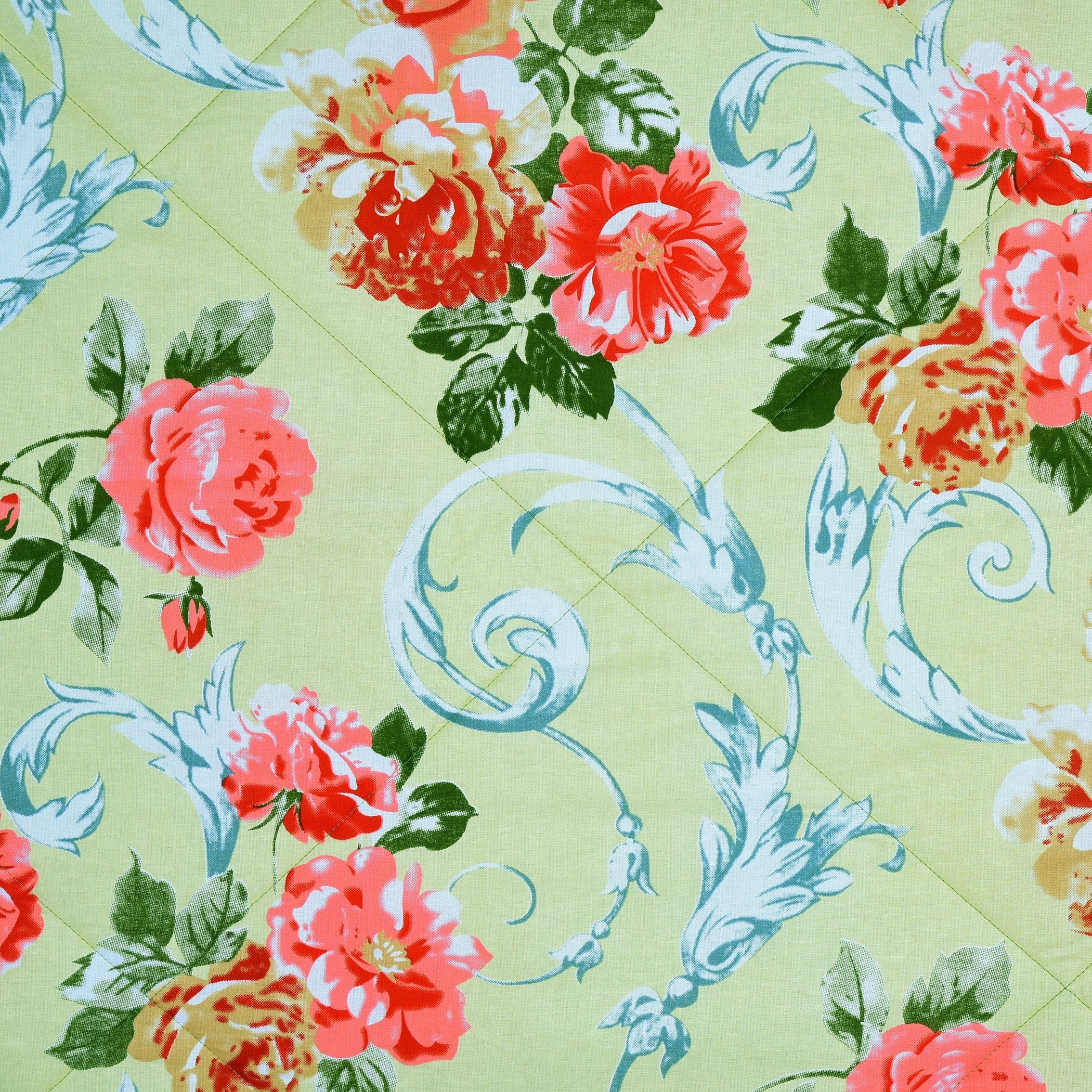 Soft Cotton Floral Green Single AC Quilt