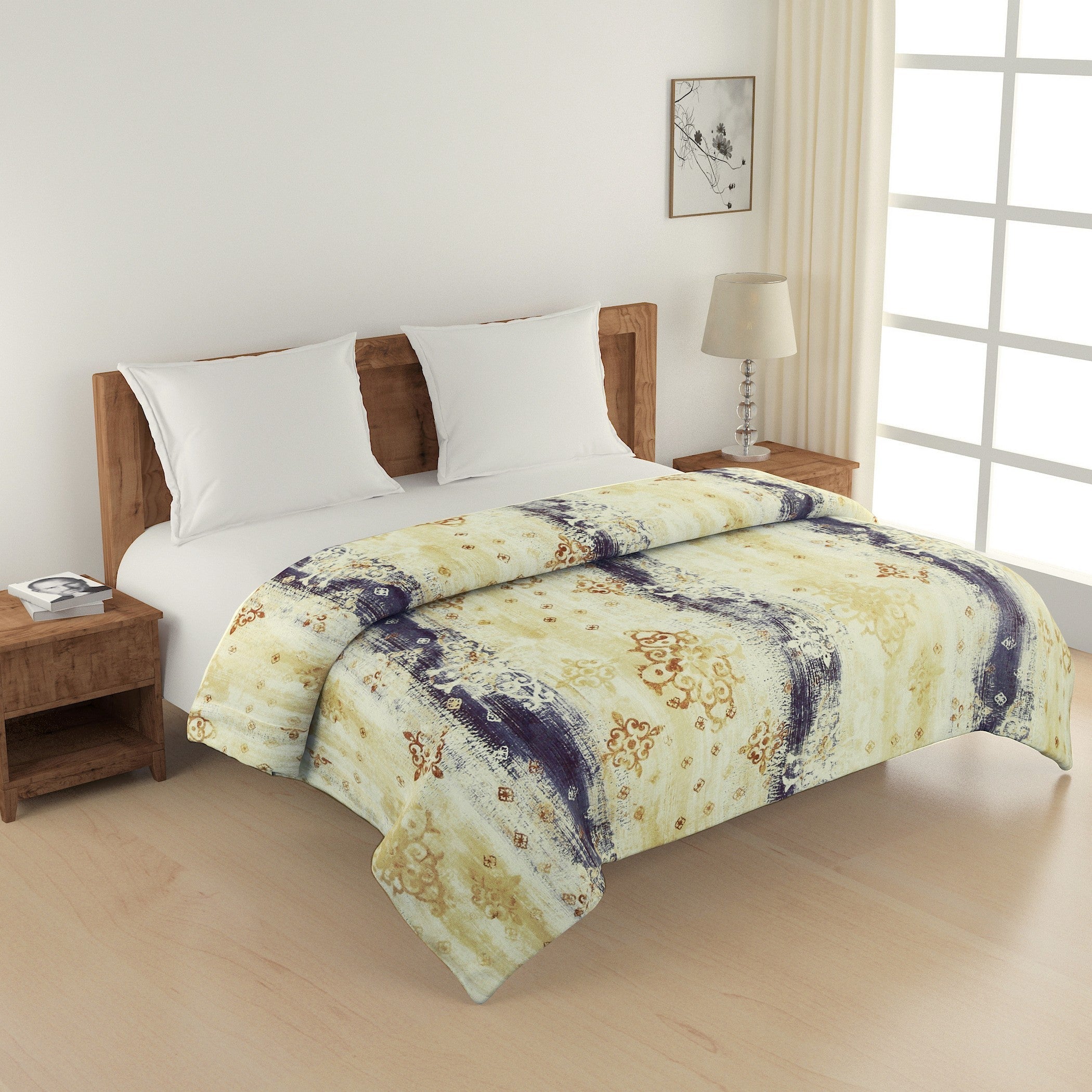 Artistic Pure cotton Abstract Yellow Double AC Quilt