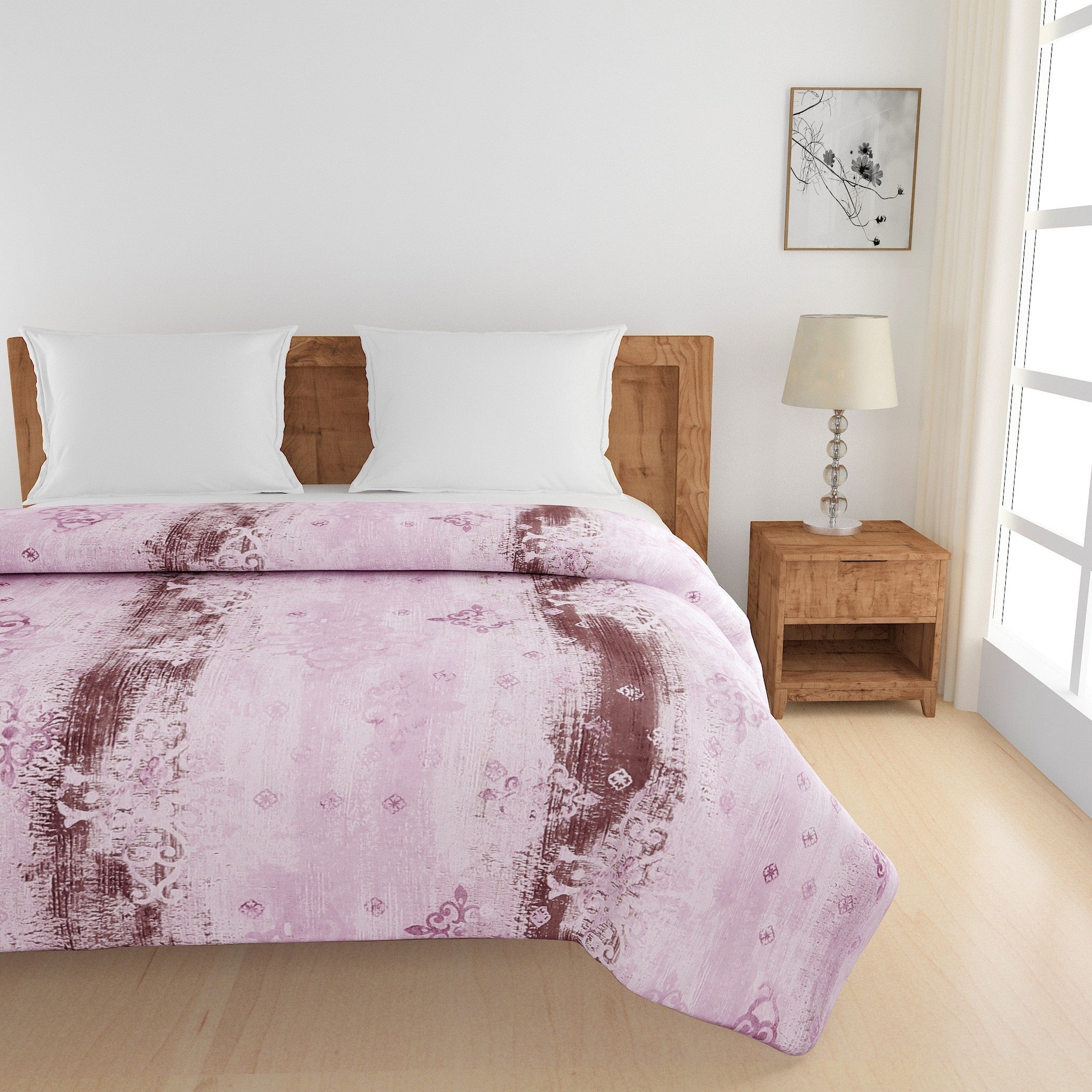 Artistic Cotton Abstract Pink Single Winter Quilt