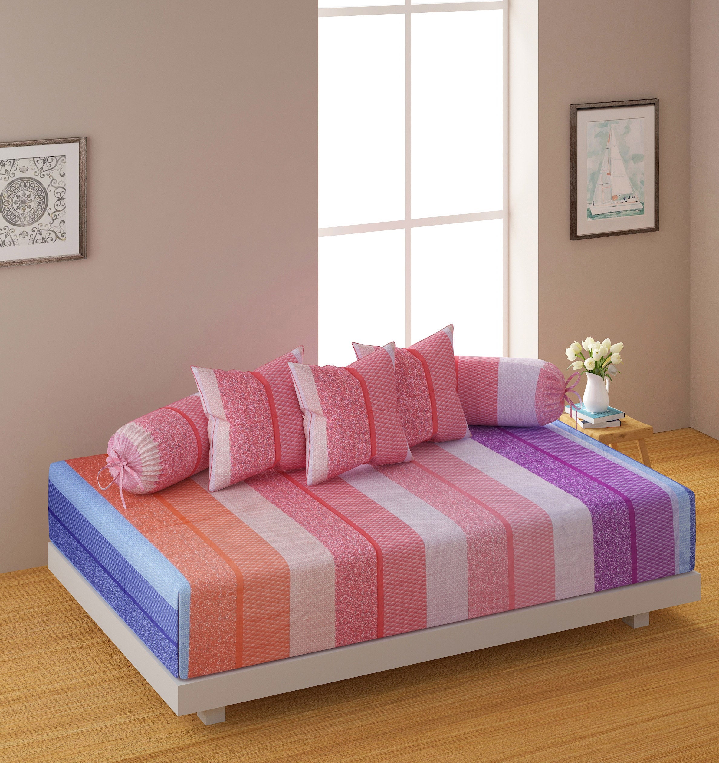 Classic Cotton Striped Red Single AC Quilt