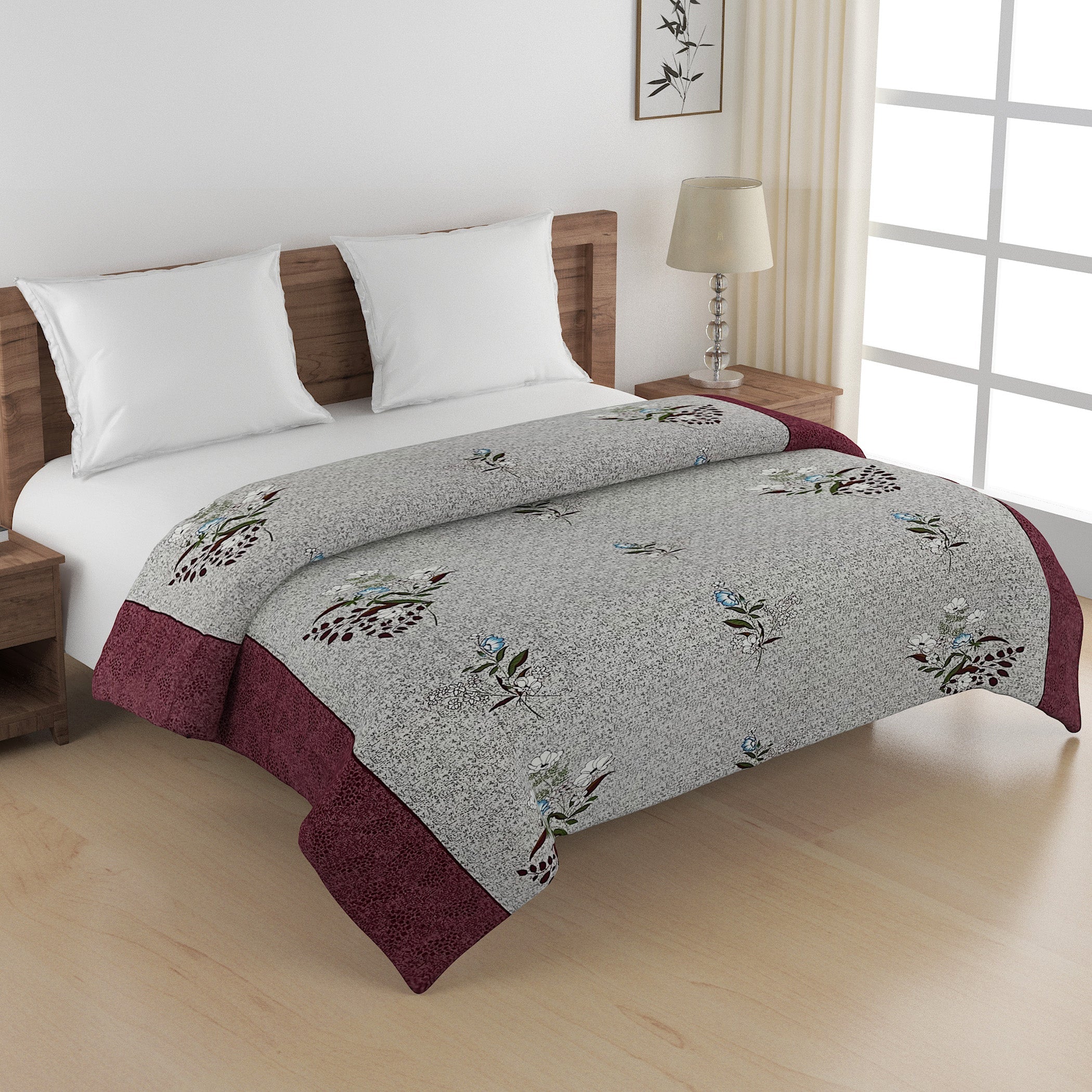 Soft Cotton Floral Red Single AC Quilt