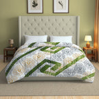 Artistic Cotton Abstract Green Double AC Quilt