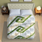 Artistic Cotton Abstract Green Double AC Quilt
