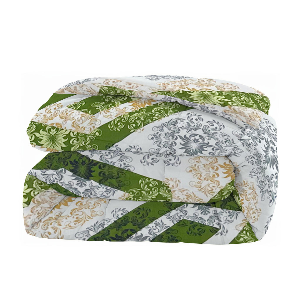 Artistic Cotton Abstract Green Double AC Quilt