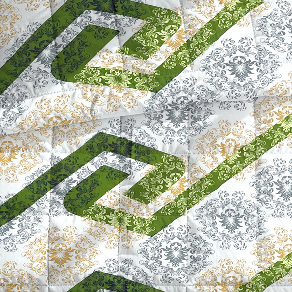 Artistic Cotton Abstract Green Double AC Quilt