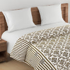 Elegant Cotton Ethnic motif Brown Single AC Quilt