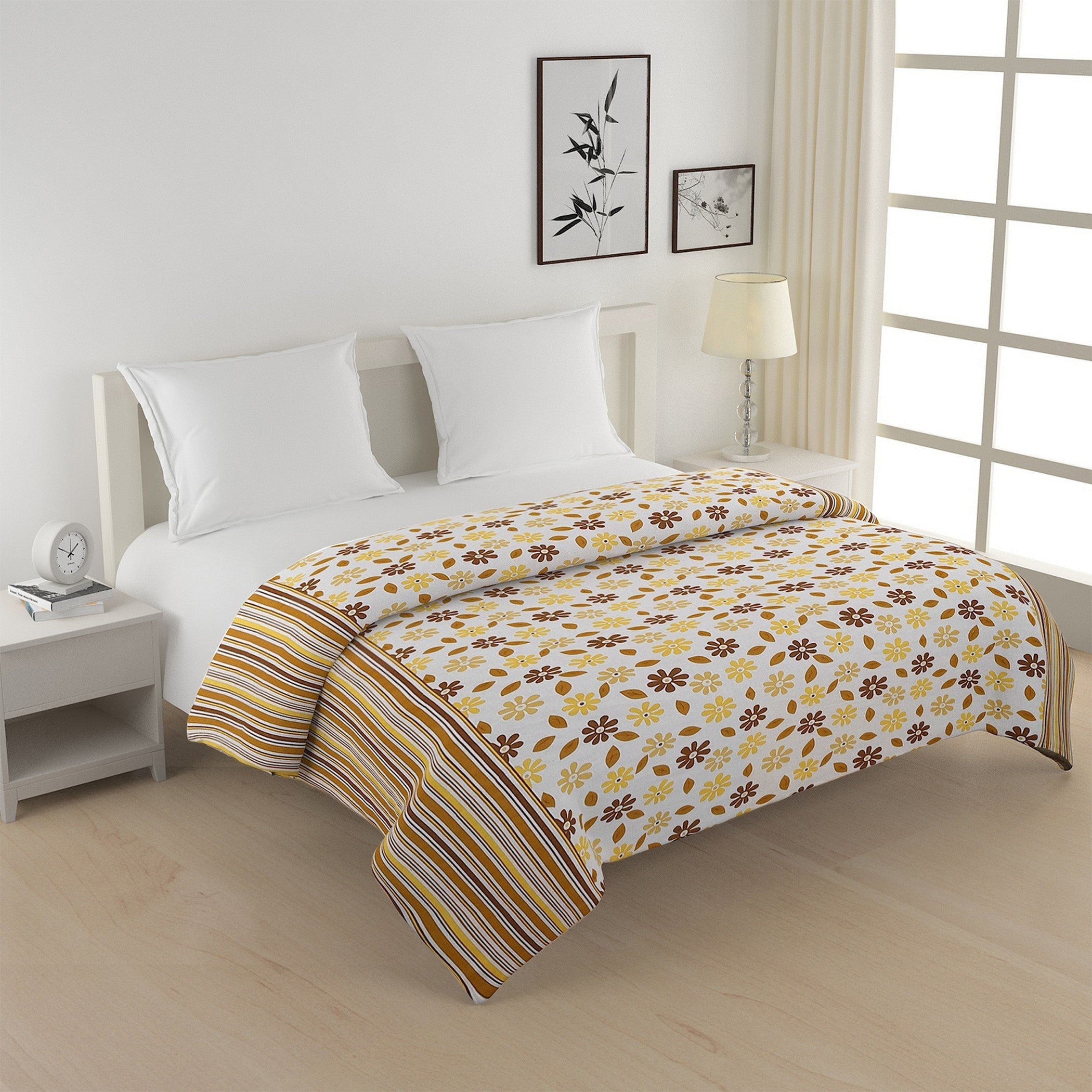 Soft Cotton Floral Brown Single AC Quilt