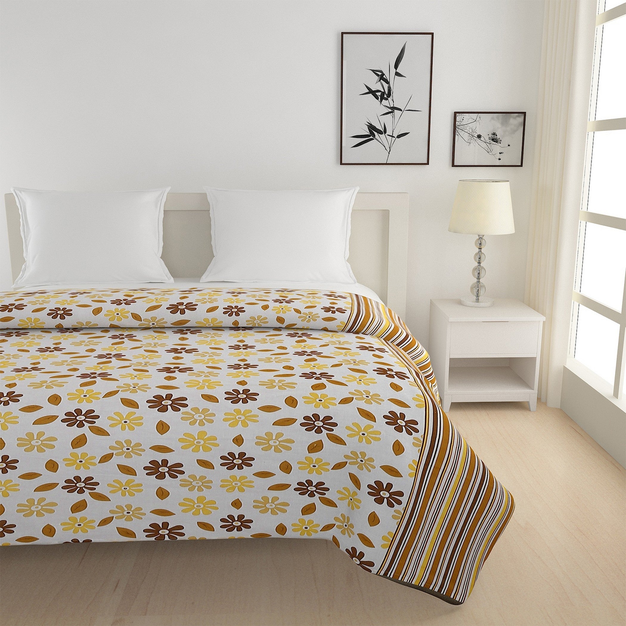 Soft Cotton Floral Brown Single AC Quilt