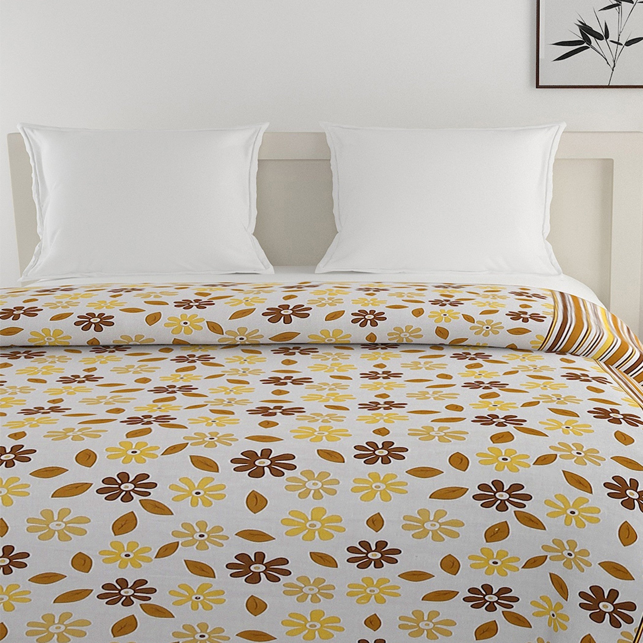 Soft Pure cotton Floral Yellow Double AC Quilt