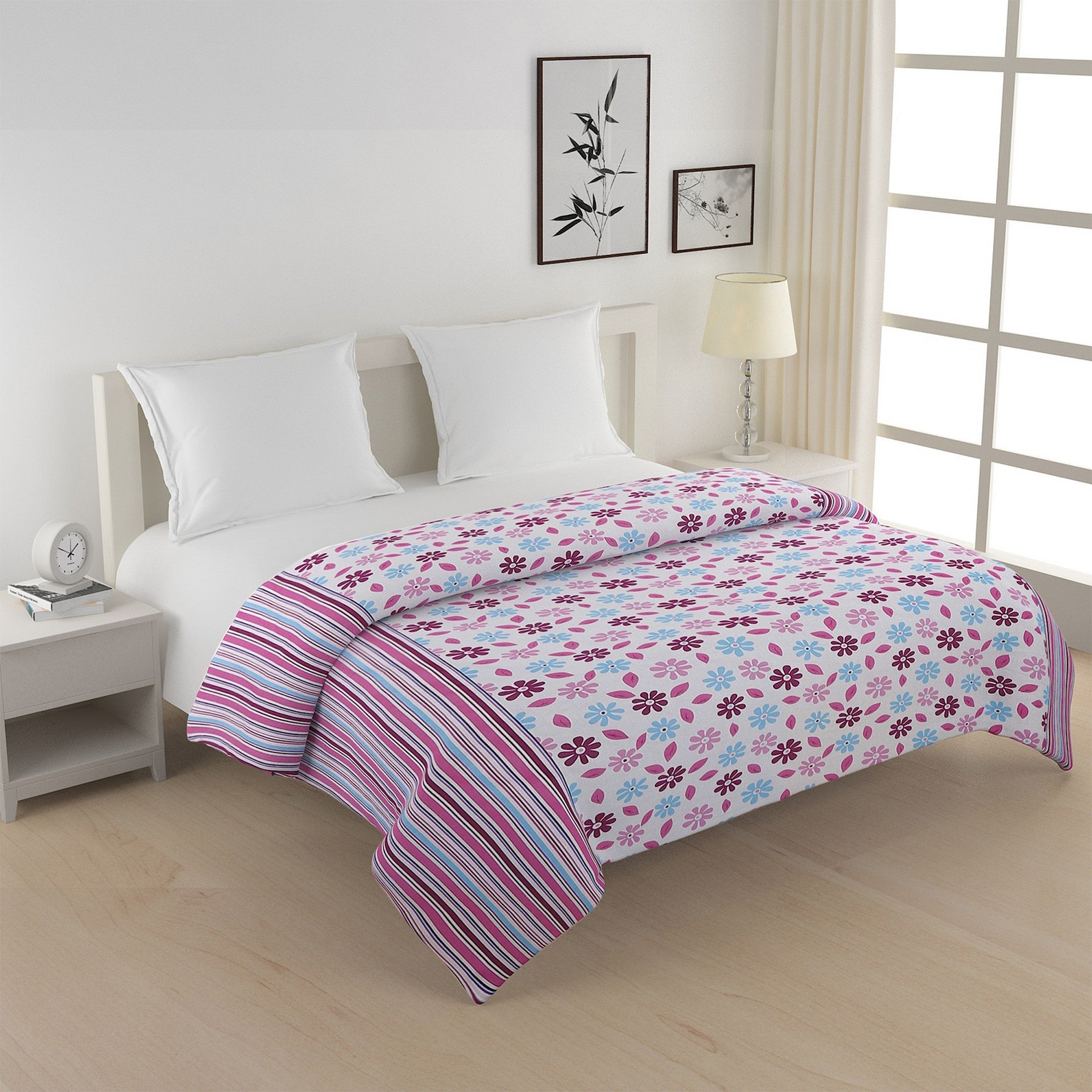 Soft Cotton Floral Pink Single AC Quilt