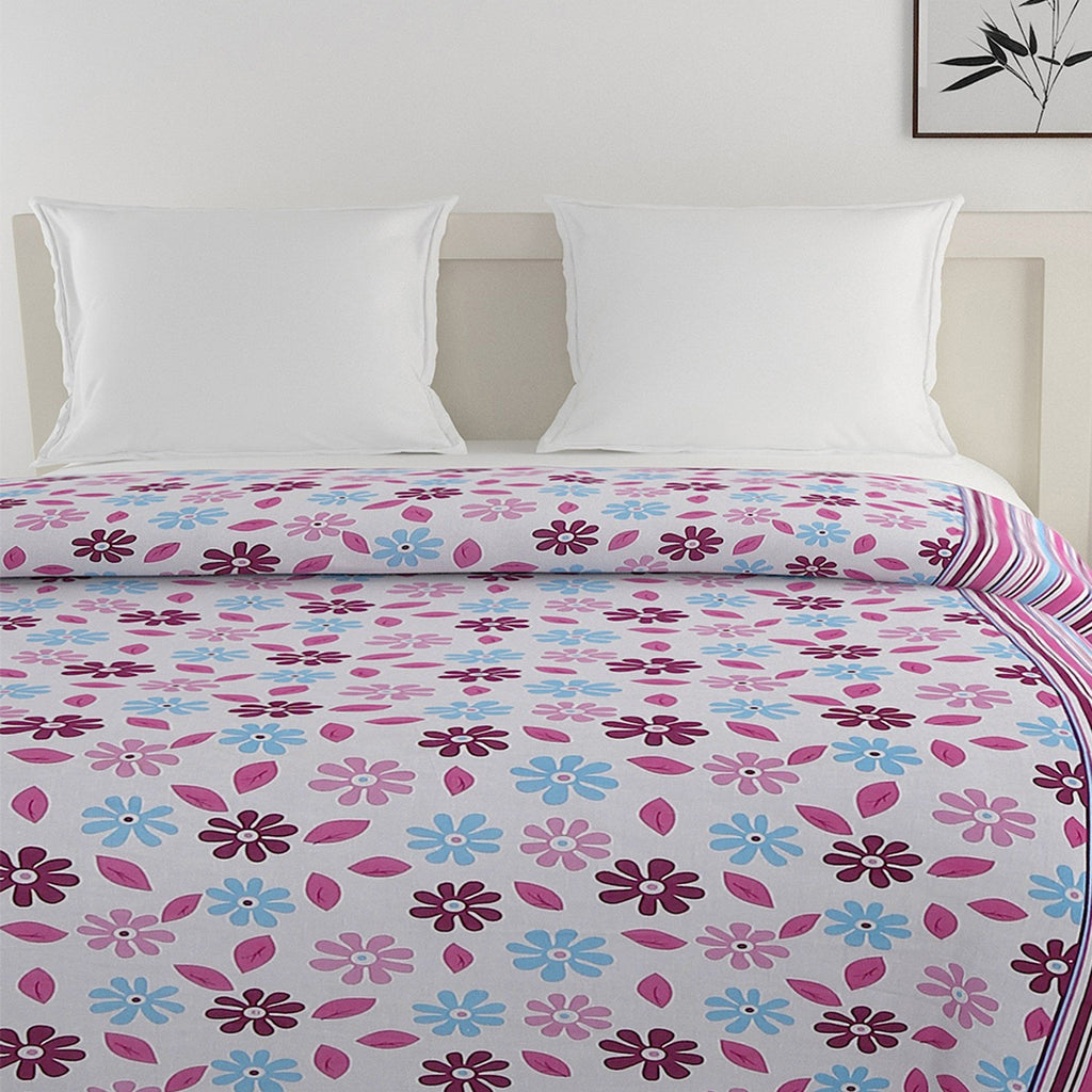 Soft Pure cotton Floral Brown Double AC Quilt
