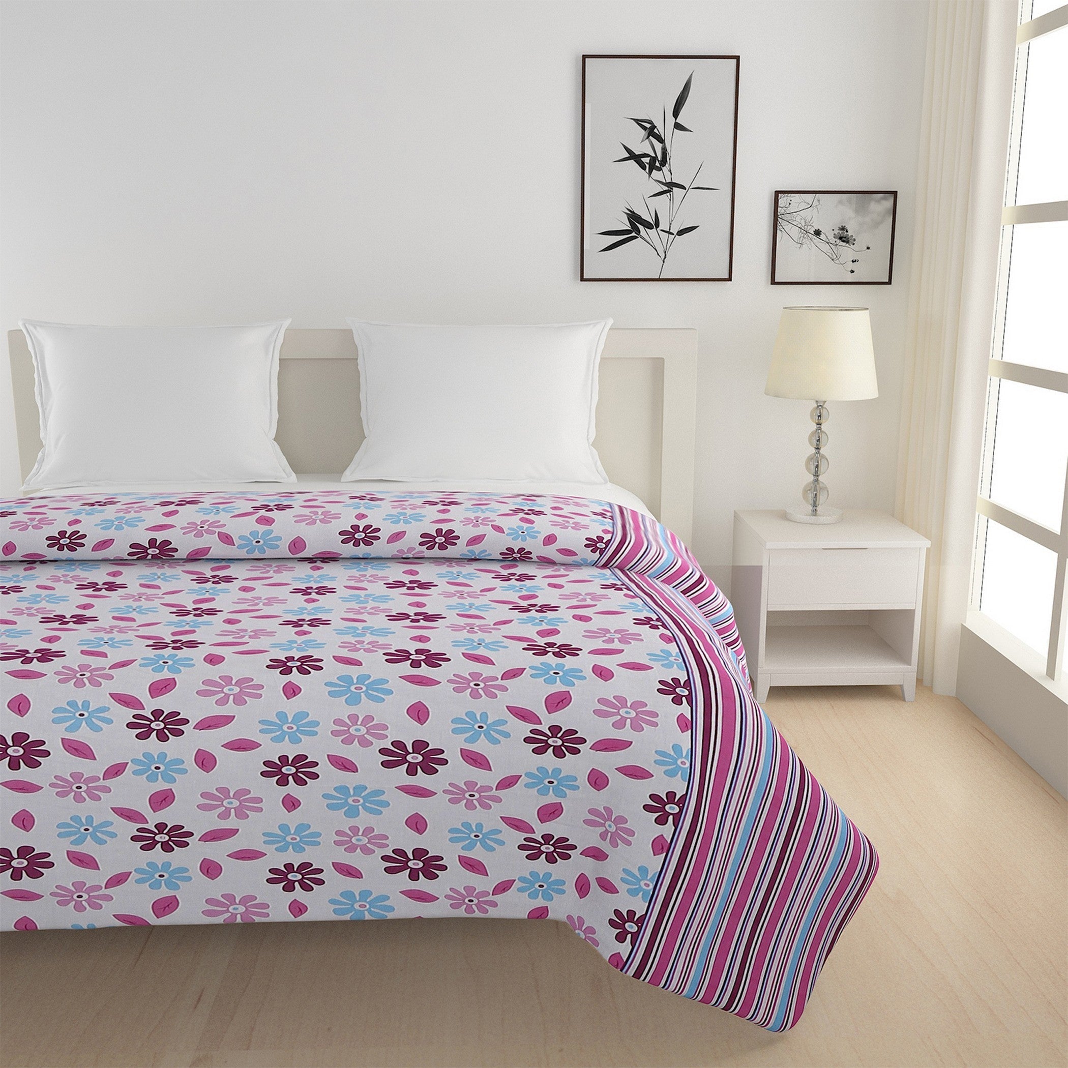Soft Cotton Floral Pink Single AC Quilt