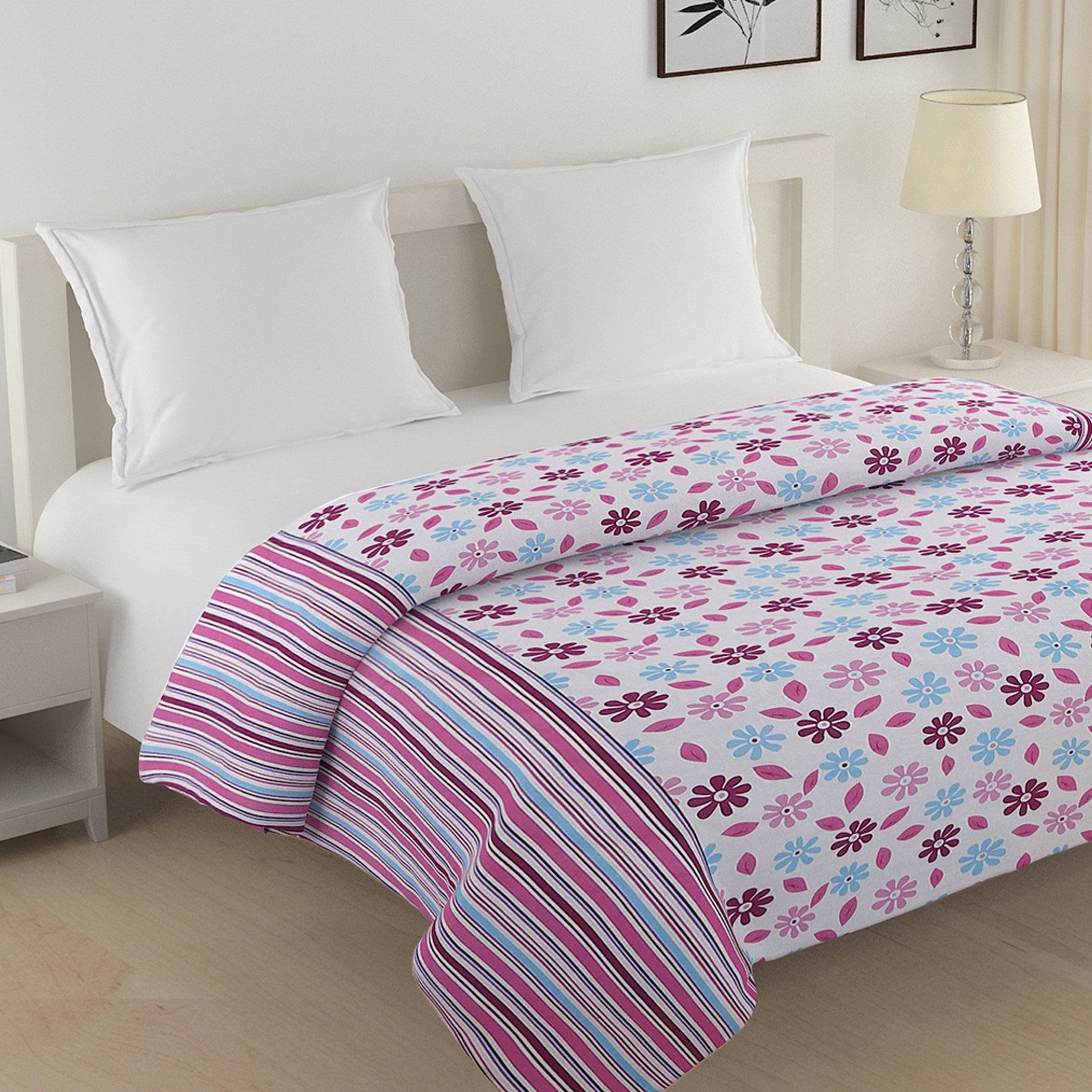 Soft Cotton Floral Pink Single AC Quilt