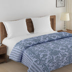 Elegant Pure cotton Motif Blue Double Winter Quilt
