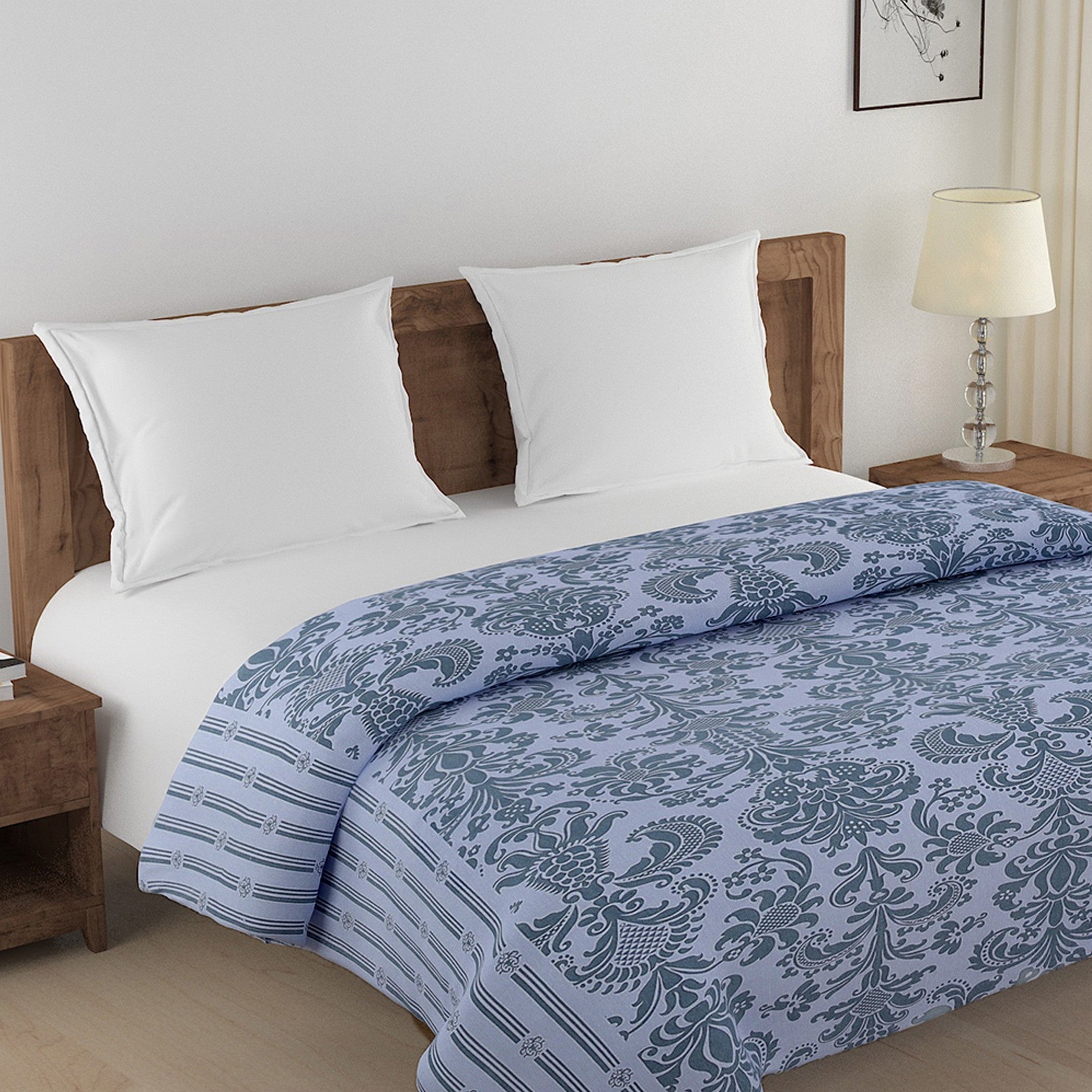 Elegant Pure cotton Motif Blue Double Winter Quilt