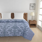 Elegant Pure cotton Motif Blue Double AC Quilt