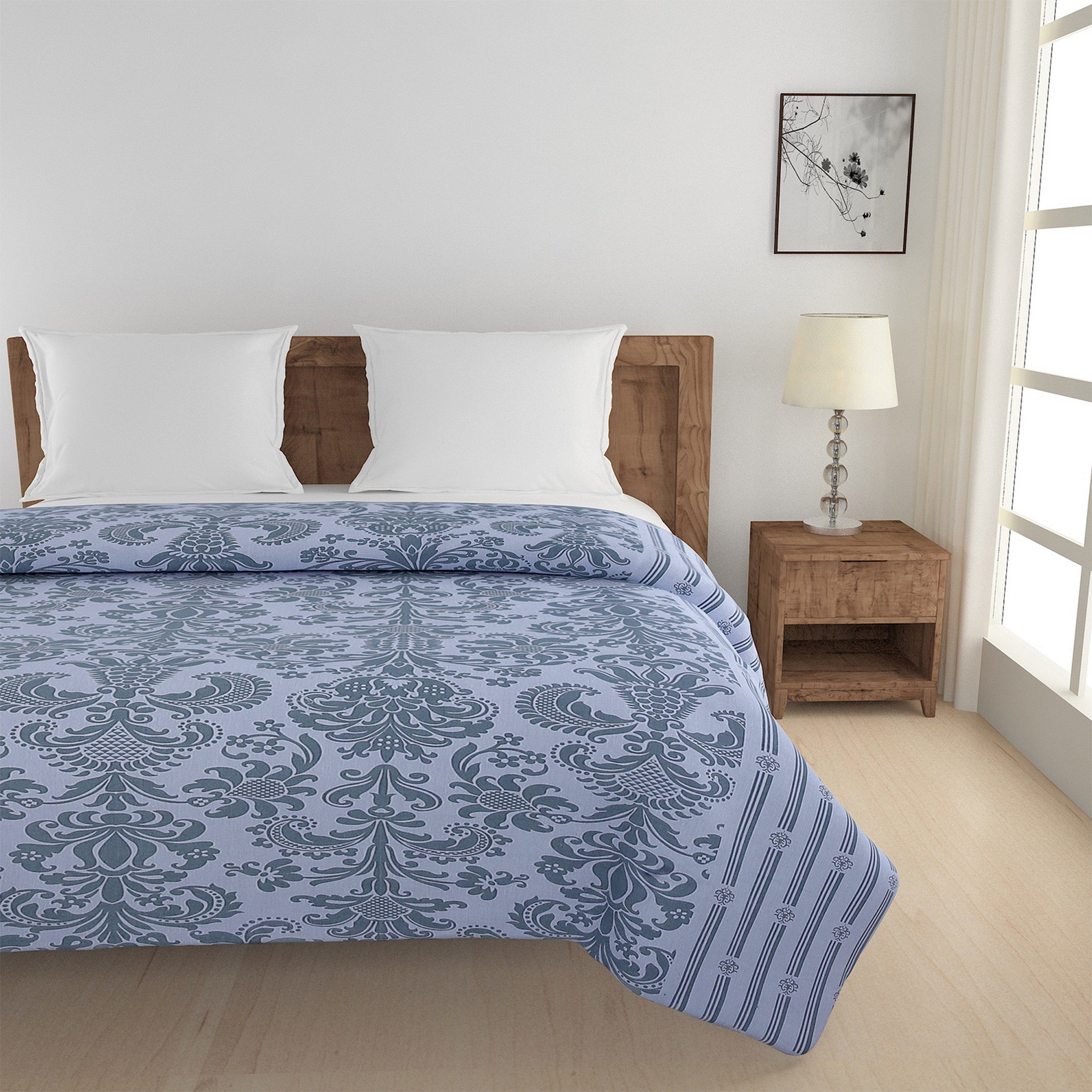 Elegant Pure cotton Motif Blue Double Winter Quilt