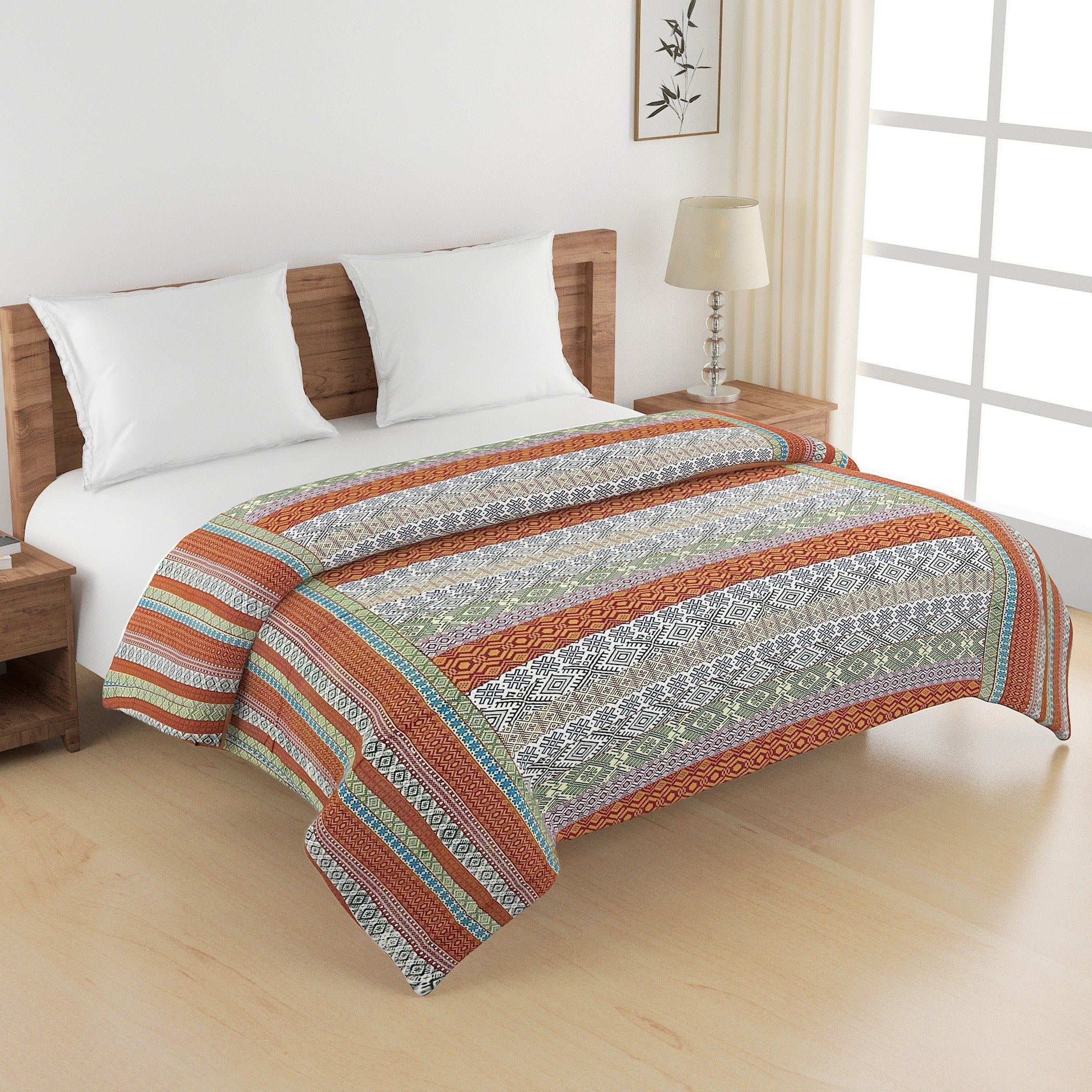 Modern Pure cotton Geometric Brown Double Winter Quilt