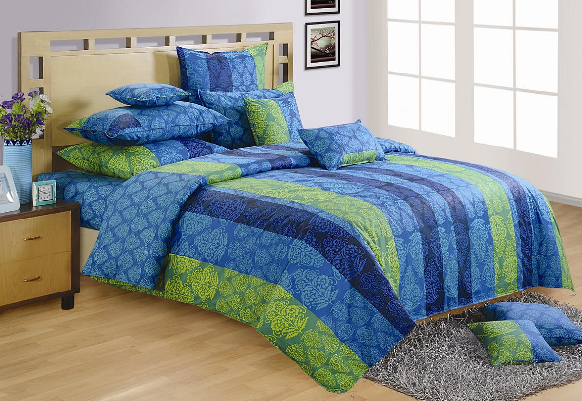 Elegant Cotton Ethnic motif Blue Double Winter Quilt