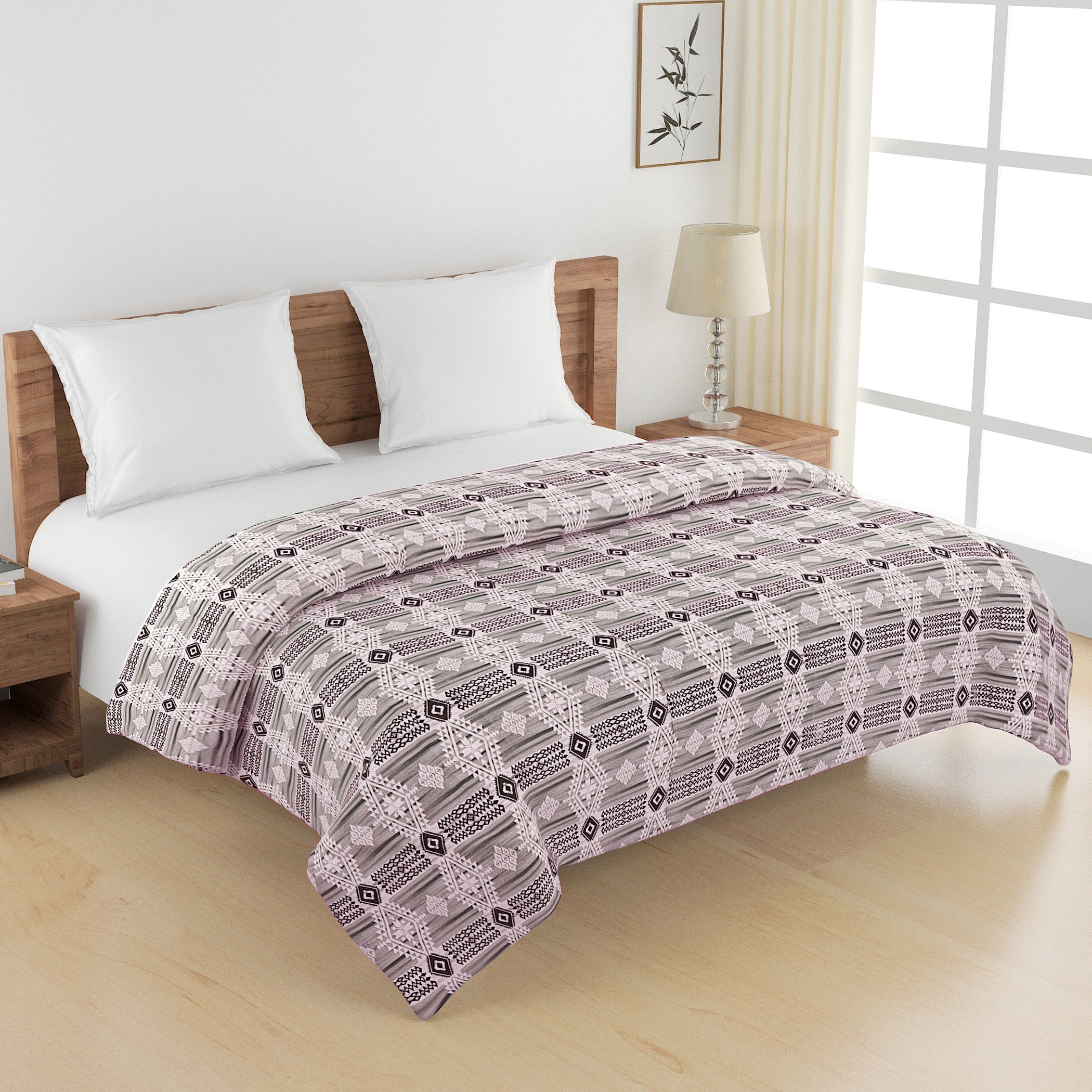 Elegant Cotton Motif Purple Single AC Quilt
