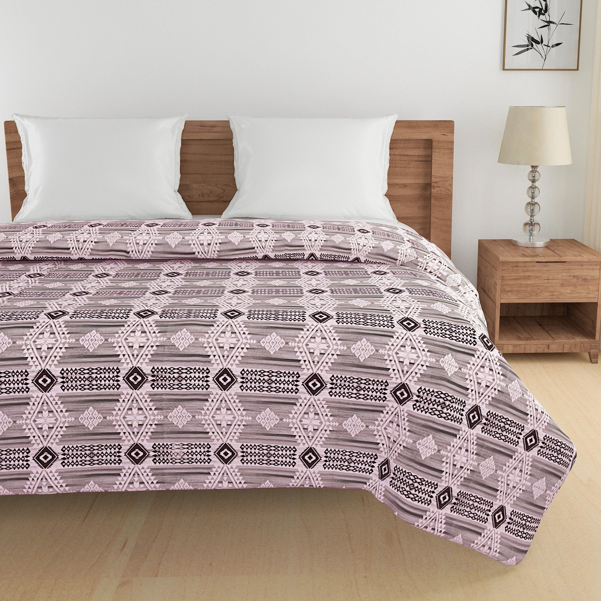 Elegant Cotton Motif Purple Single AC Quilt