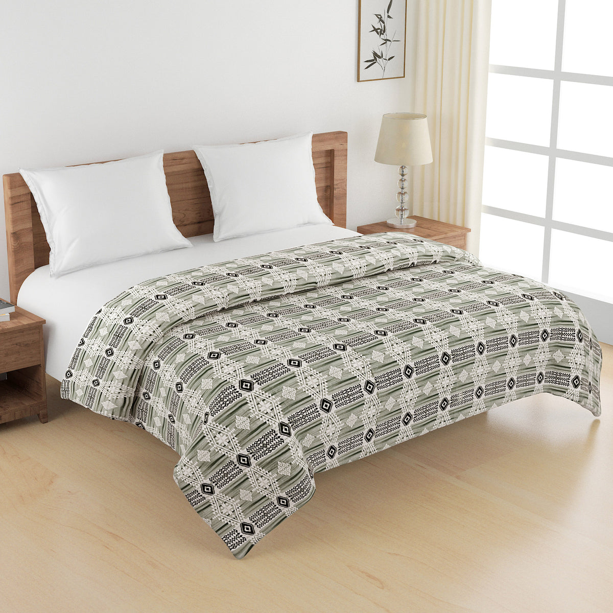 Superior Comfort Abstract Pure Cotton AC Quilt 150 GSM Grey Pack of 1