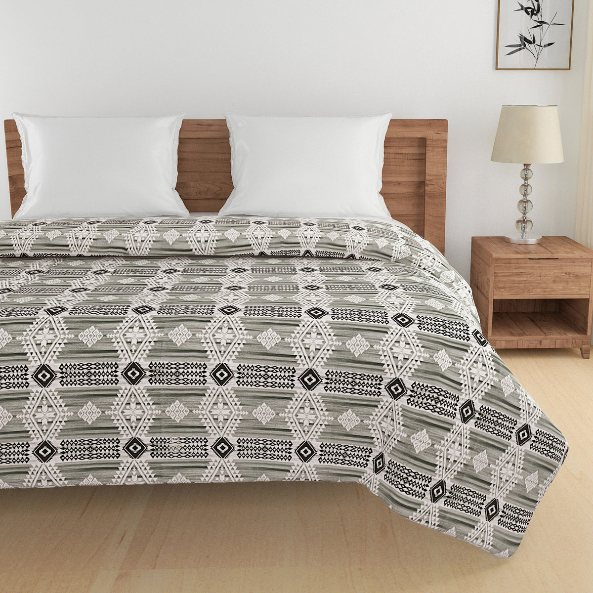 Superior Comfort Abstract Pure Cotton AC Quilt 150 GSM Grey Pack of 1
