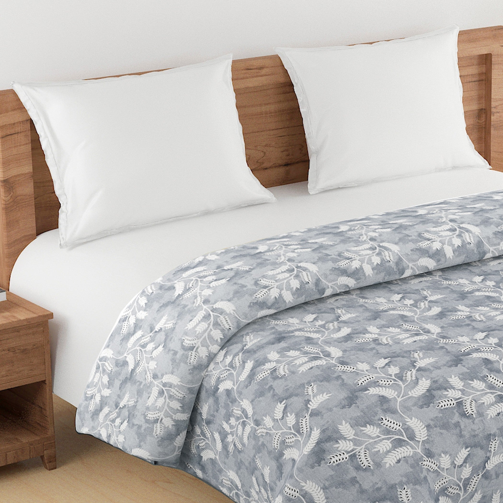 Cozy Cotton Leaf Grey Single AC Quilt