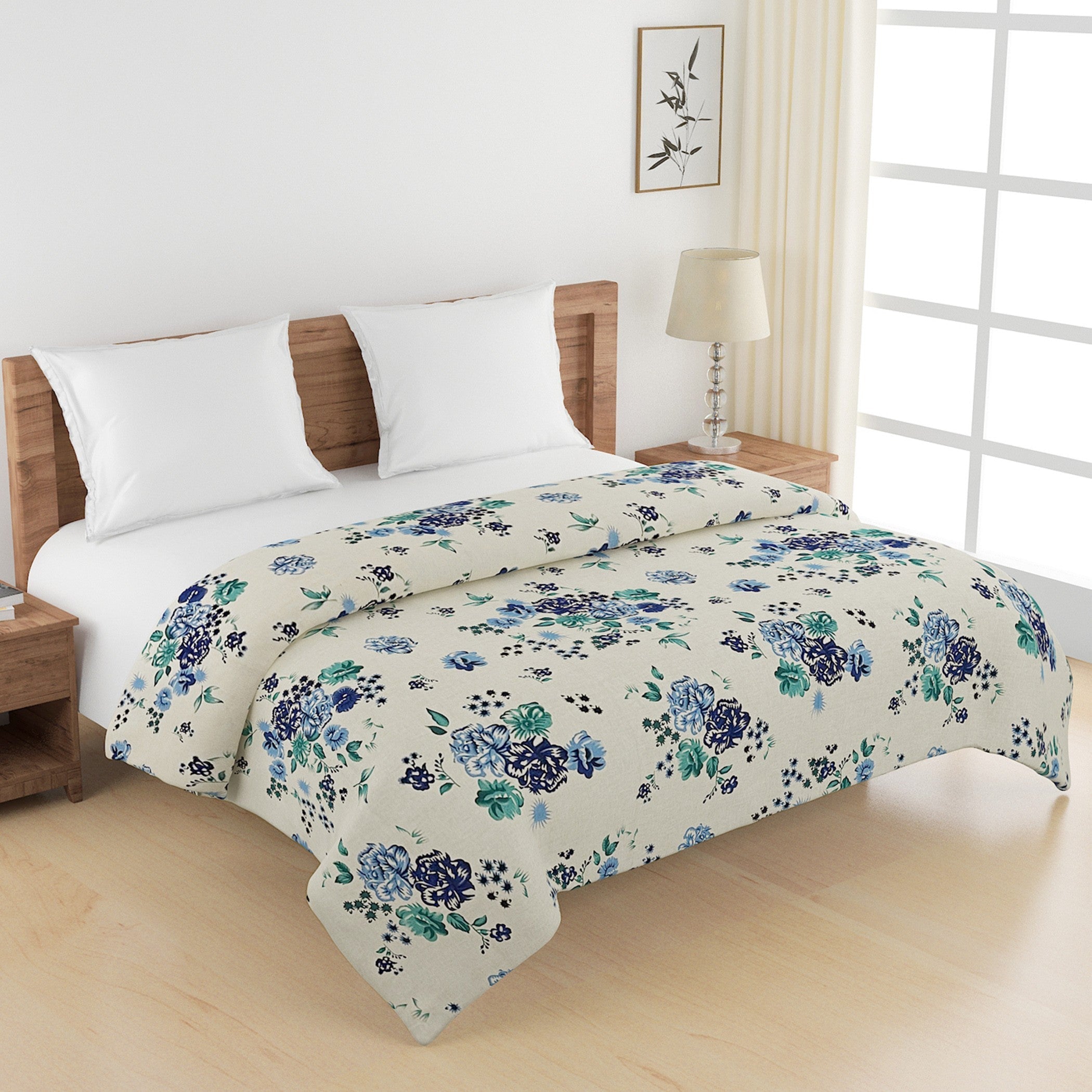 Soft Cotton Floral Blue Single AC Quilt