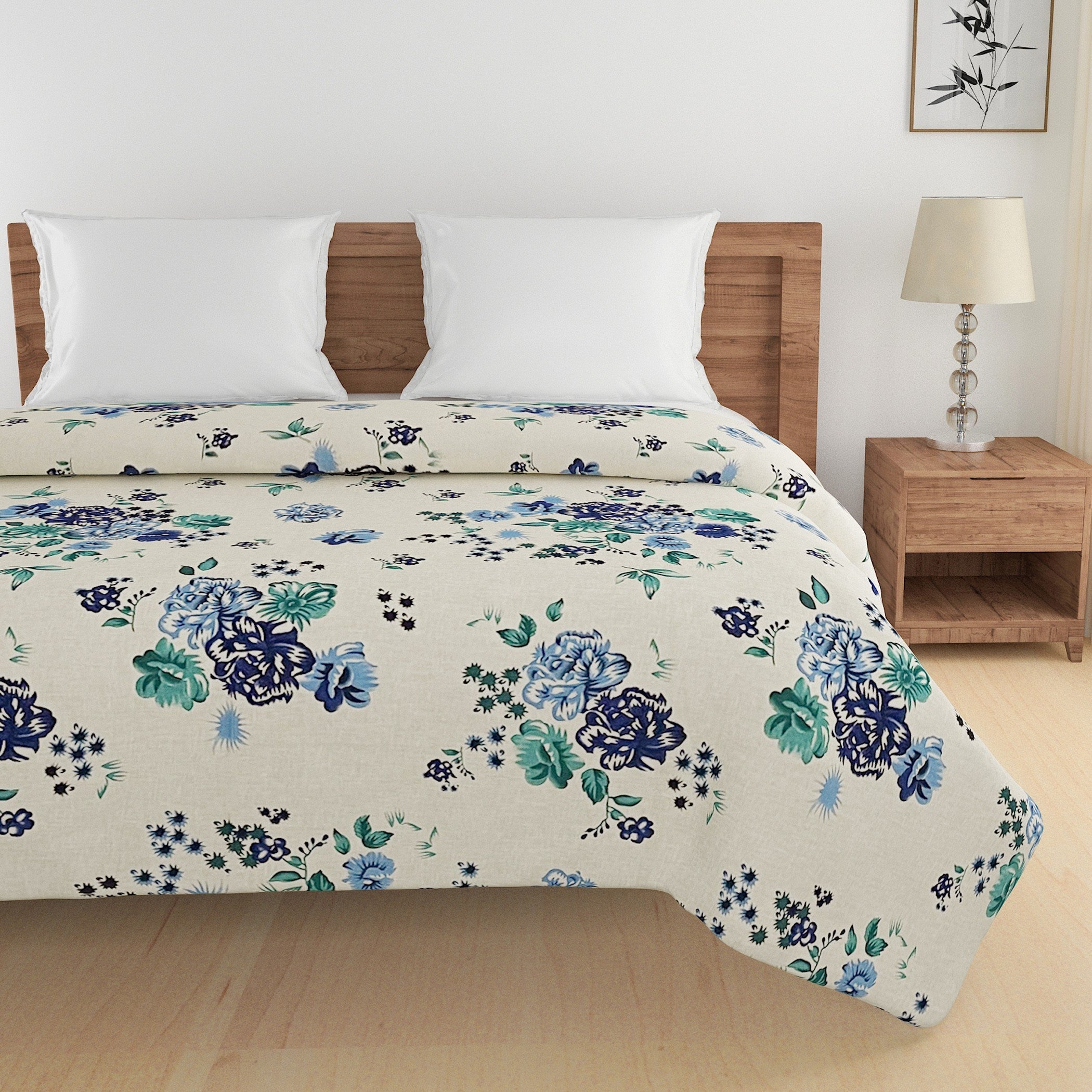 Soft Cotton Floral Blue Single AC Quilt