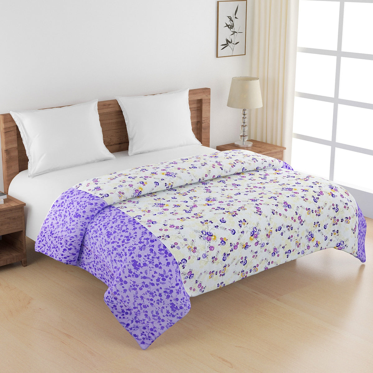 Superior Comfort Nature Pure Cotton AC Quilt 150 GSM Purple Pack of 1