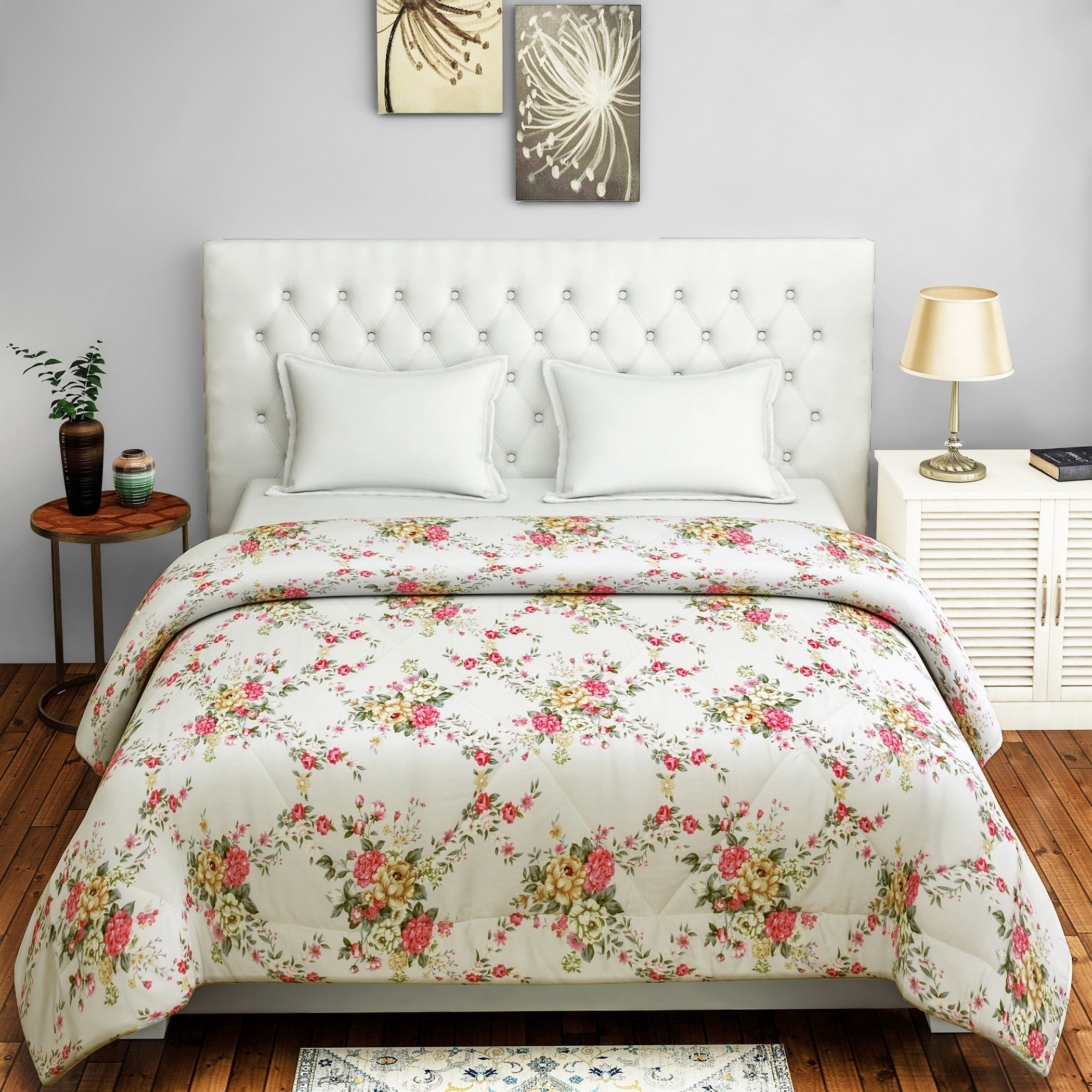 Soft Cotton Floral White/neutral Single Winter Quilt