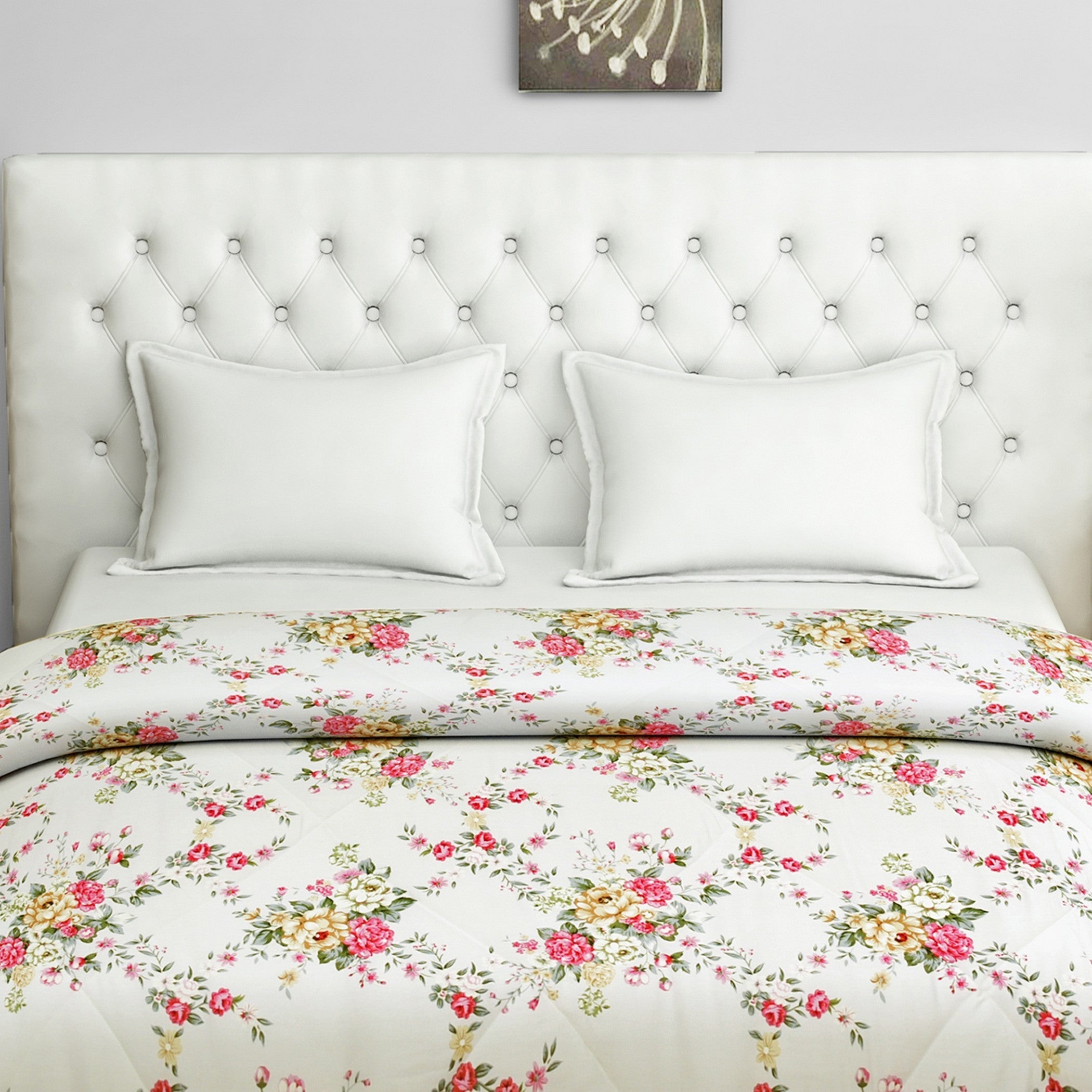 Soft Cotton Floral White/neutral Single AC Quilt