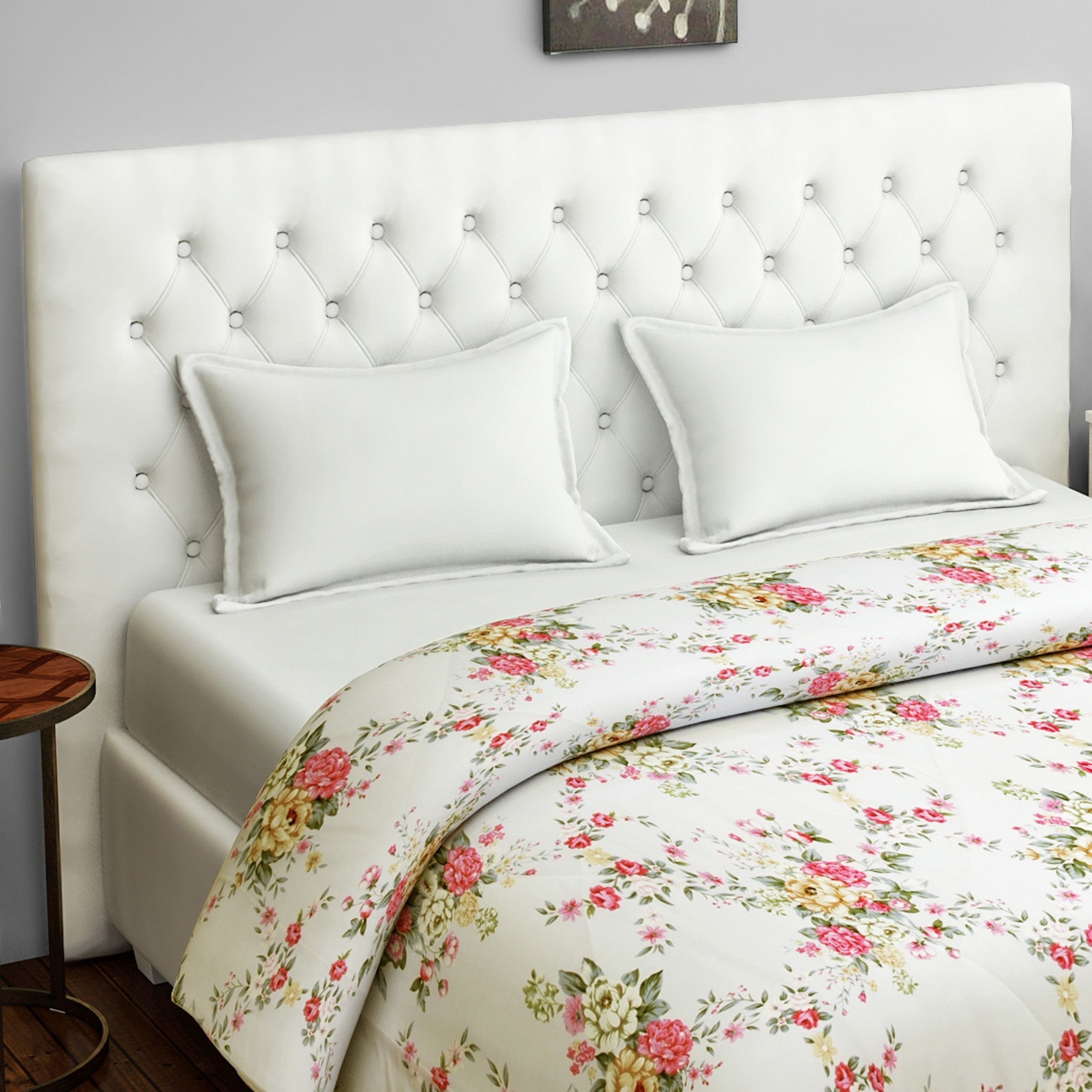 Soft Cotton Floral White/neutral Single AC Quilt