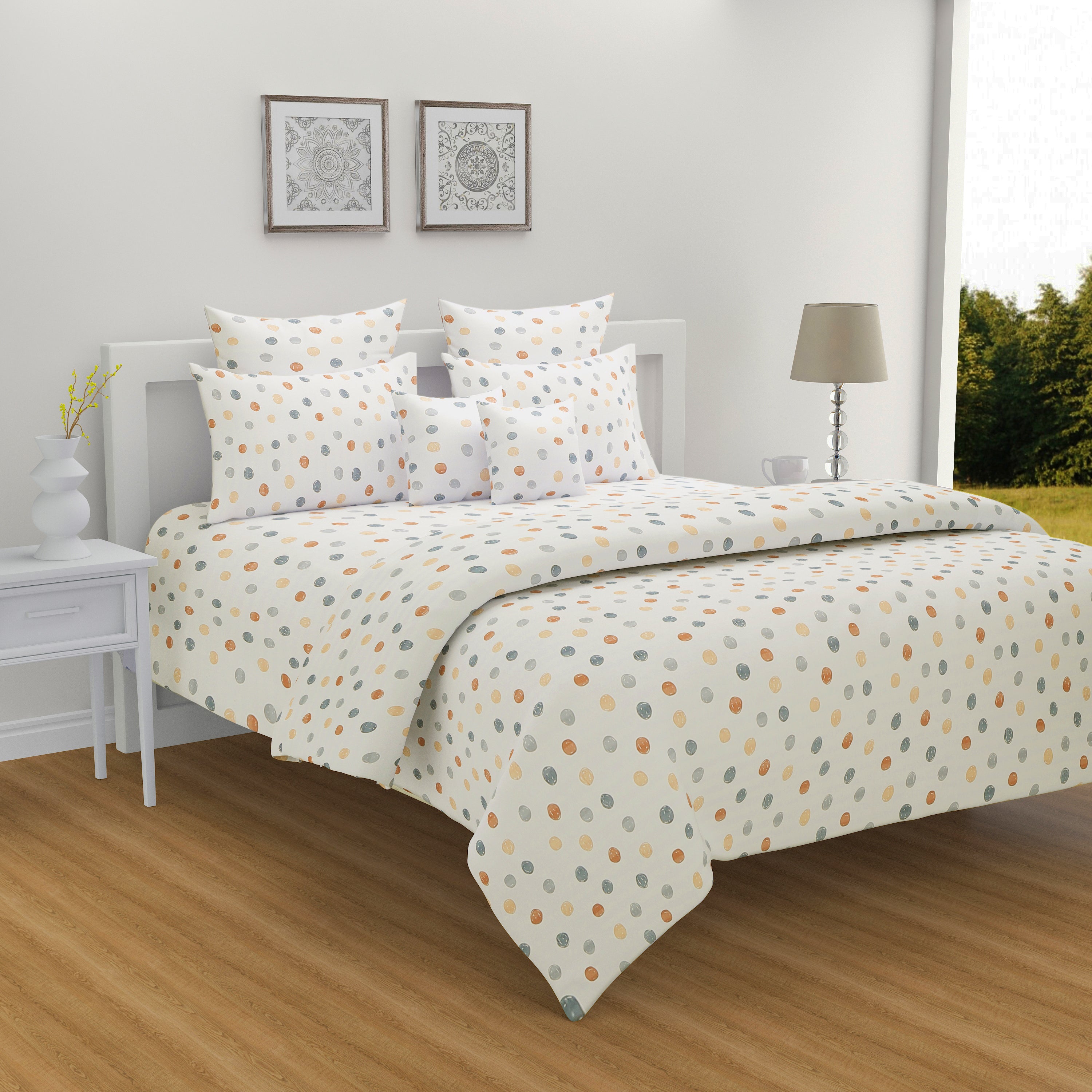 Modern Cotton Geometric Grey Double AC Quilt